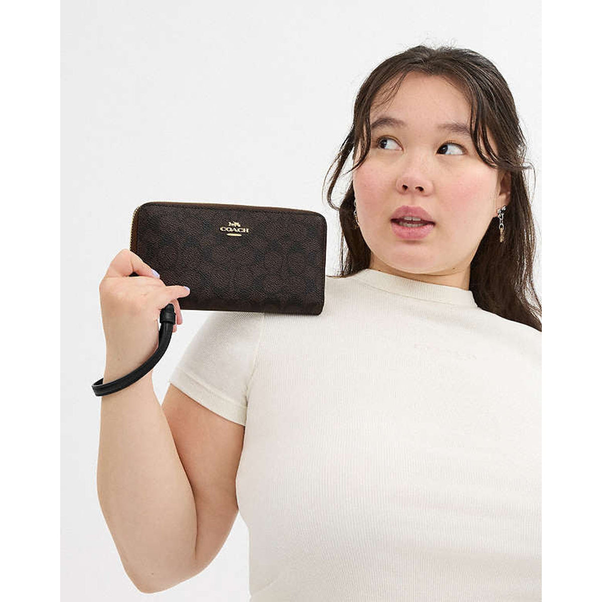 Coach Long Zip Around Wallet in Signature Canvas