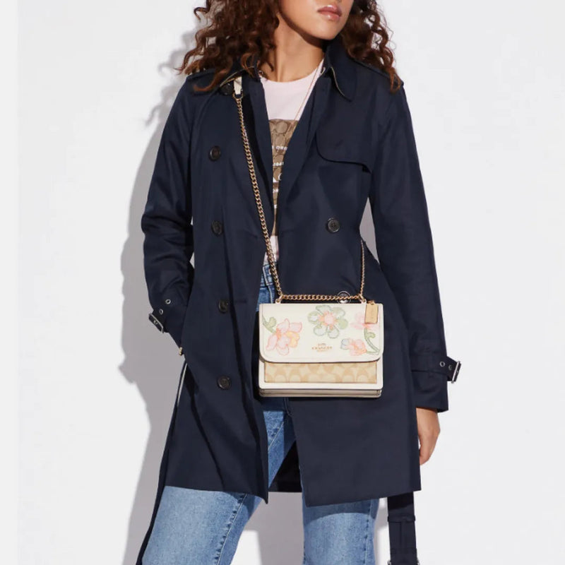 Klare Crossbody In Signature Canvas With Floral Embroidery