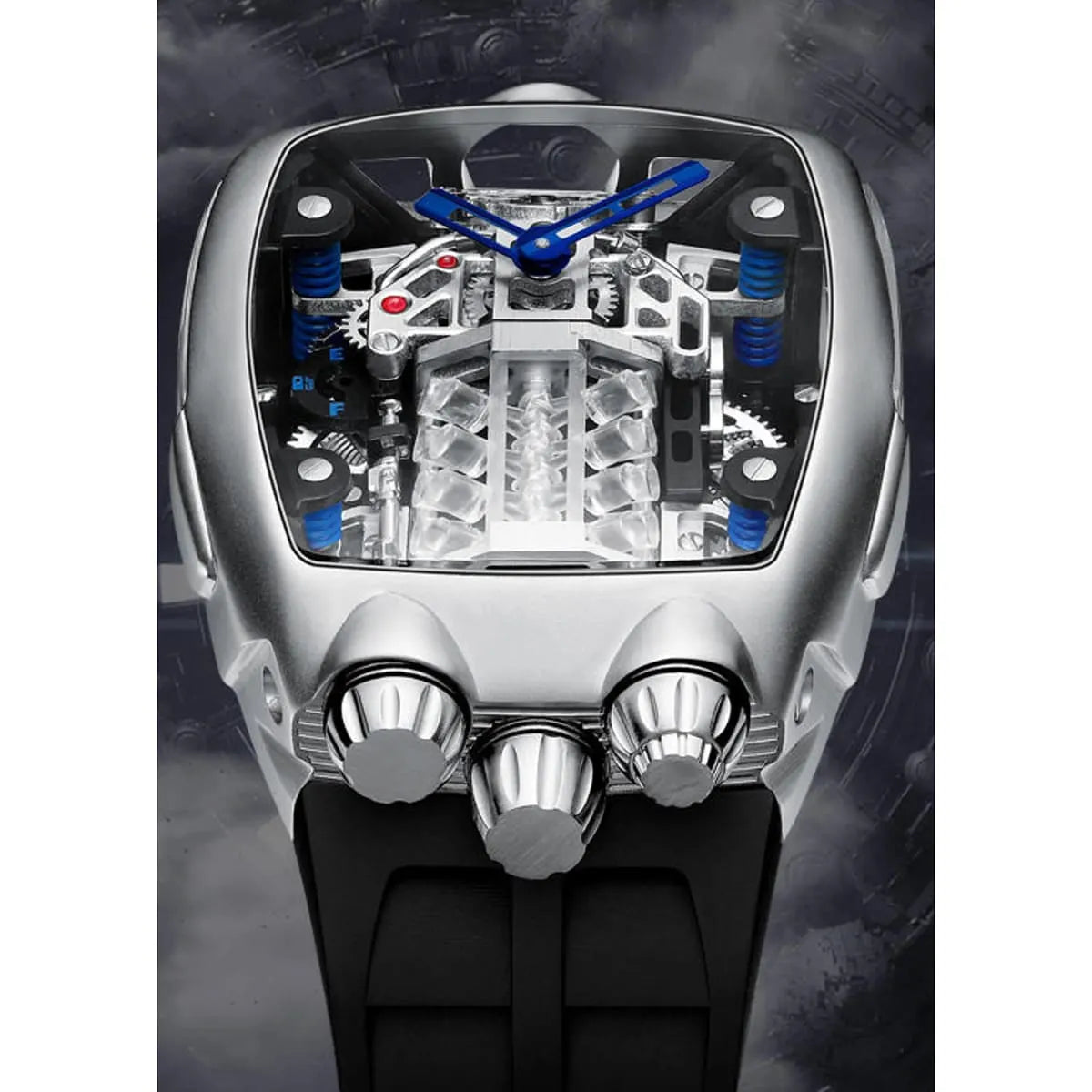 Bugatti x Jacob & Co. Men’s Silver Skeleton Engine Watch