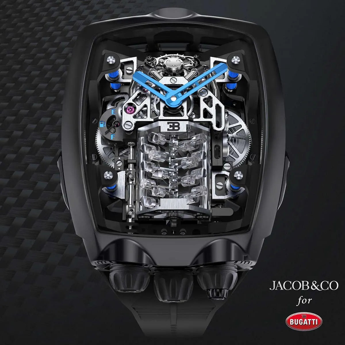 Jacob & Co. for Bugatti Chiron Tourbillon Men’s Black Skeleton Watch