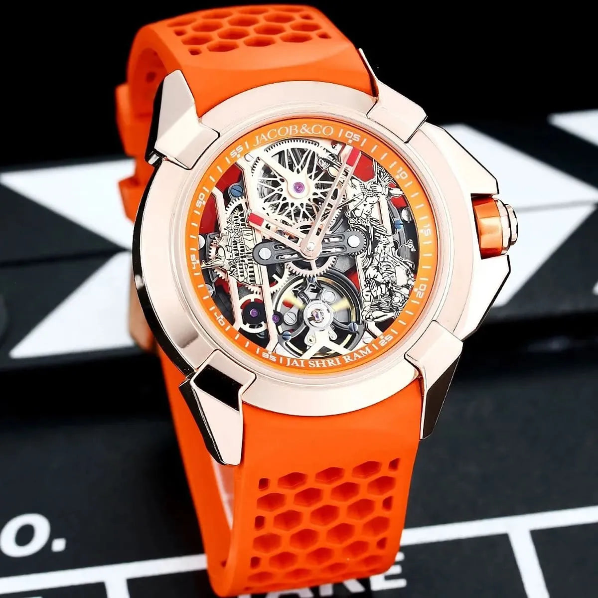 Jacob & Co. Men’s Epic X Skeletonized “Jai Shri Ram” Orange Watch