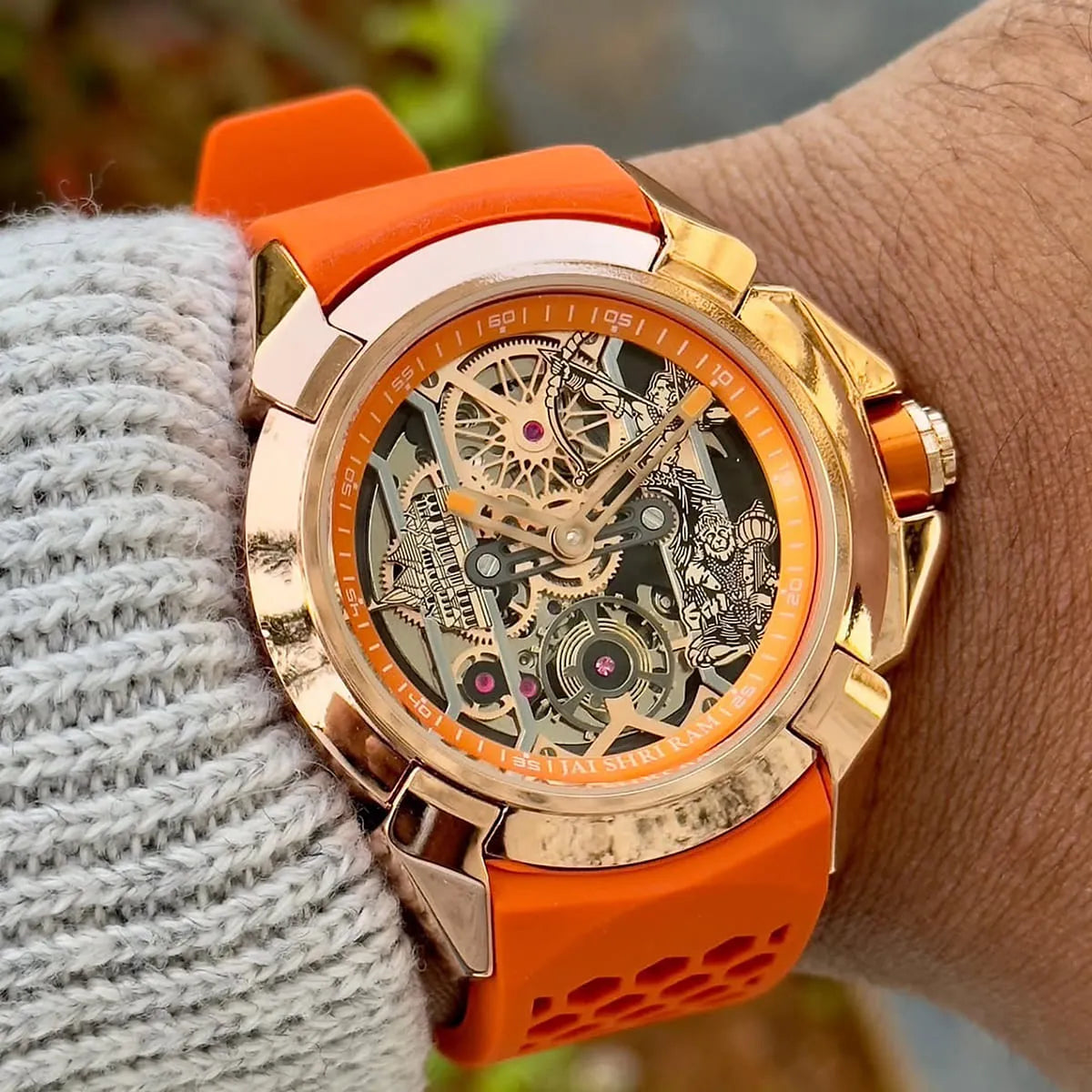 Jacob & Co. Men’s Epic X Skeletonized “Jai Shri Ram” Orange Watch