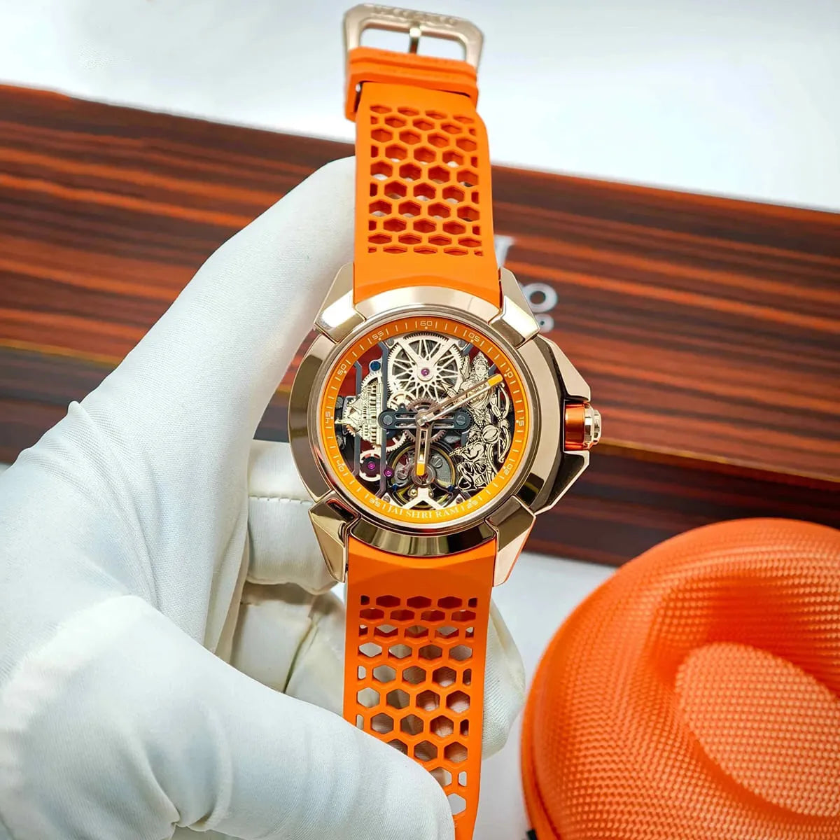 Jacob & Co. Men’s Epic X Skeletonized “Jai Shri Ram” Orange Watch