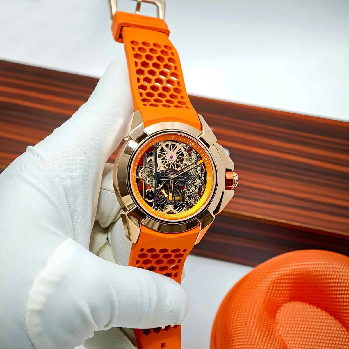 Jacob & Co. Men’s Epic X Skeletonized “Jai Shri Ram” Orange Watch