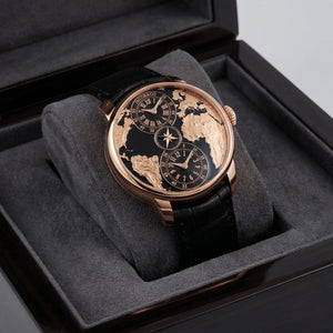 Jacob & Co. Men’s World Map Dual Time Rose Gold Tone Watch