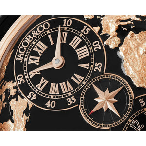 Jacob & Co. Men’s World Map Dual Time Rose Gold Tone Watch