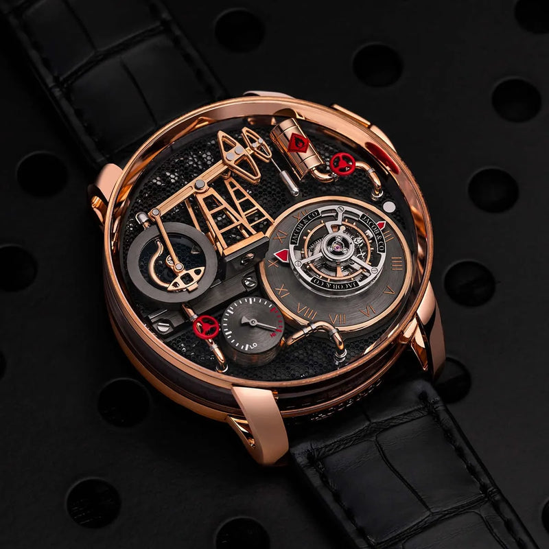 Jacob & Co. Men’s Oil Pump Rose Gold-Tone Skeleton Watch