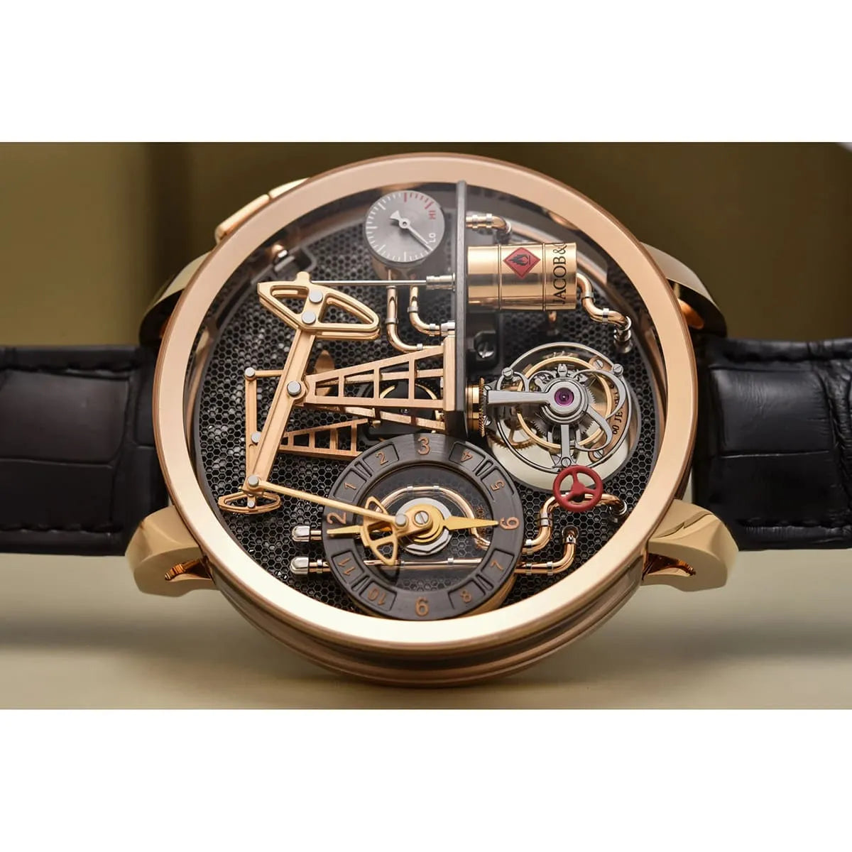 Jacob & Co. Men’s Oil Pump Rose Gold-Tone Skeleton Watch
