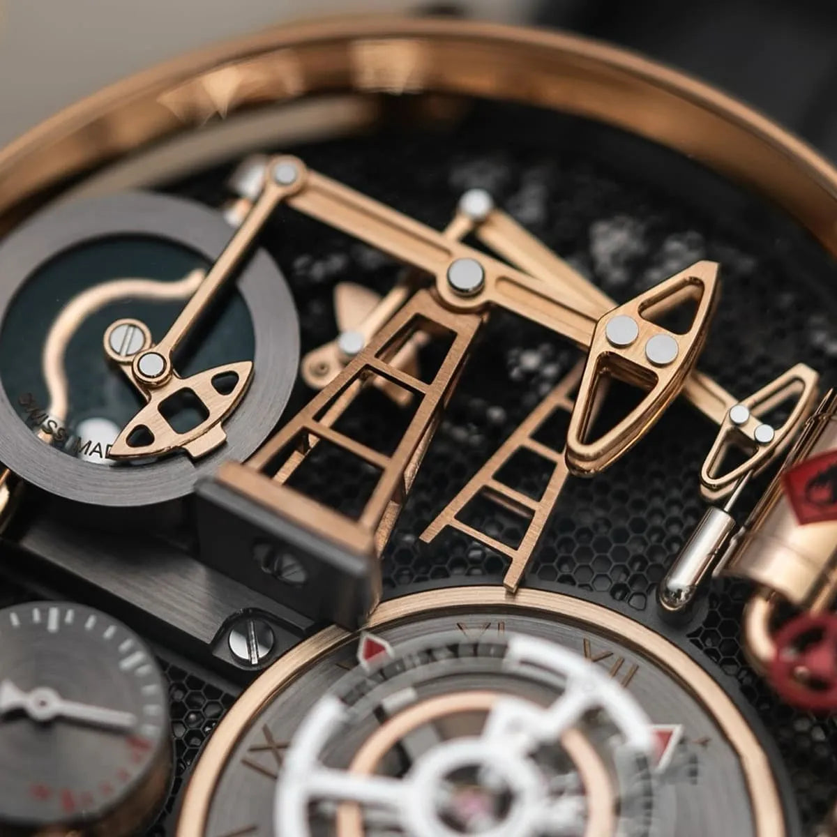 Jacob & Co. Men’s Oil Pump Rose Gold-Tone Skeleton Watch