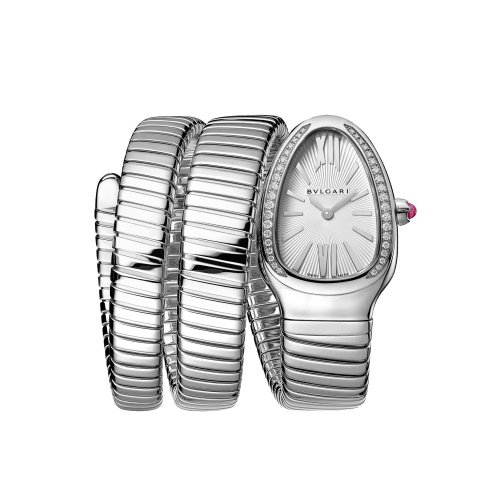 Bvlgari Serpenti Super Clone Swiss 35mm watch with a sleek design and stainless steel bracelet.