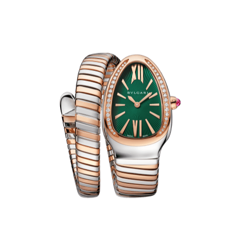 Bvlgari Serpenti Super Clone Swiss Machine 35mm watch with a sleek design and stainless steel case, featuring a black dial and bracelet.
