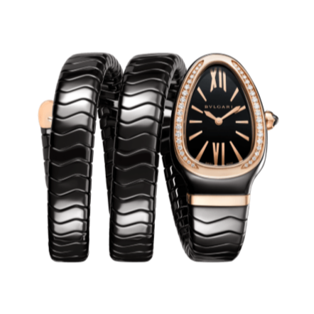 Bvlgari Serpenti Super Clone Swiss Machine 35mm watch with a sleek design and metallic strap, showcasing luxury craftsmanship.