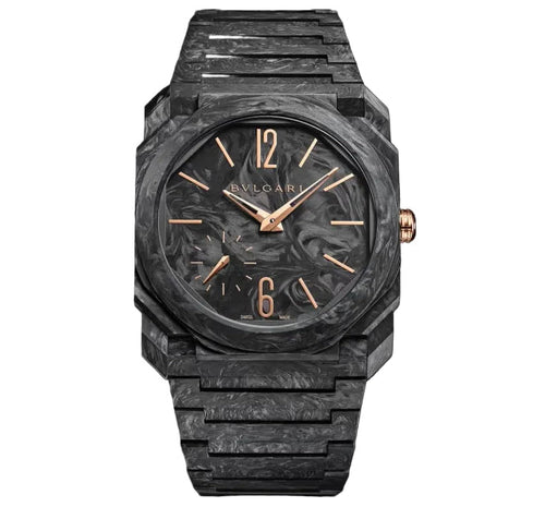 Bvlgari Aucto Super Clone Swiss watch with a 40mm case, featuring a wine-colored dial and stainless steel bracelet.