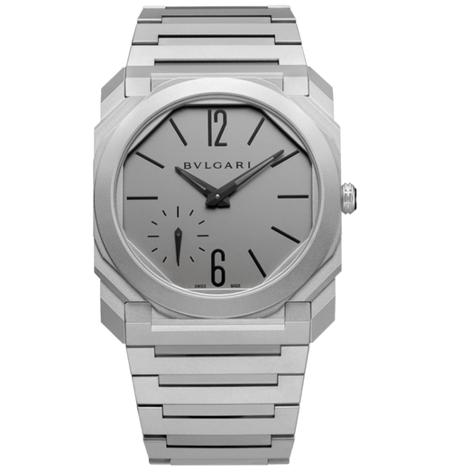 Bvlgari Aucto Super Clone Swiss watch with a 40mm case, featuring a wine-colored dial and stainless steel bracelet.