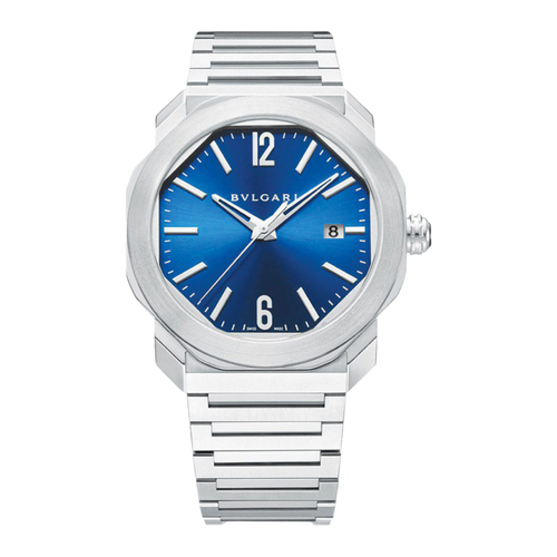 Bvlgari Aucto Super Clone Swiss watch with a 41mm case, featuring a wine-colored dial and stainless steel band.