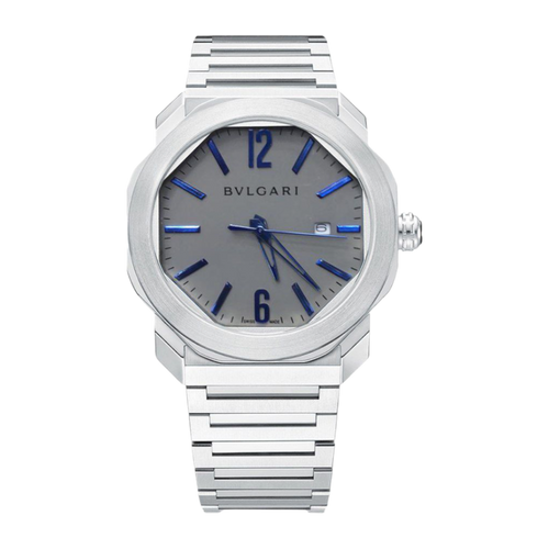 Bvlgari Aucto Super Clone Swiss Watch, 41mm with a sleek wine-colored dial and stainless steel case.