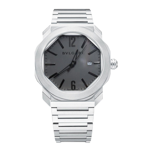 Bvlgari Aucto Super Clone Swiss watch with a 41mm case, featuring a wine-colored dial and stainless steel bracelet.
