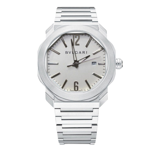 Bvlgari Aucto Super Clone Swiss watch with a 41mm case, featuring a wine-colored dial and stainless steel bracelet.