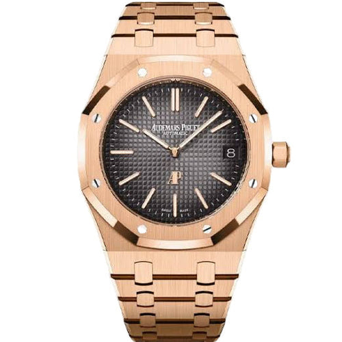 Audemars Piguet Royal Oak Jumbo Extra-Thin Swiss watch with a 39mm case, featuring a sleek design and stainless steel bracelet.
