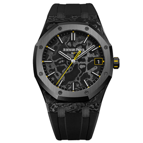 Audemars Piguet Royal Oak Diw Carbon Swiss watch with black dial and 41mm case, featuring a sleek design and modern craftsmanship.