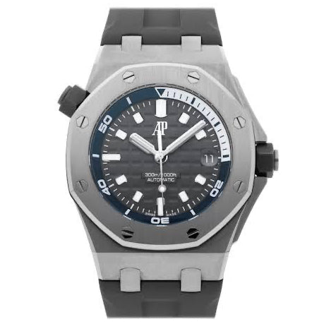 Audemars Piguet Offshore Super Clone Swiss watch with 42mm stainless steel case and black dial, detailed watch face with chronograph features.