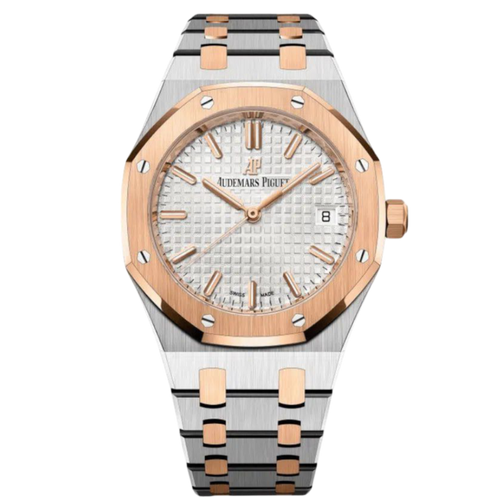 Audemars Piguet Royal Oak lady watch with a 37mm stainless steel case, featuring a wine-colored dial and Swiss movement.