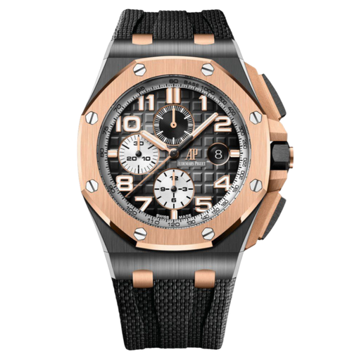 Audemars Piguet Offshore Super Clone Swiss watch with a 43mm case, featuring a dark dial and stainless steel bracelet.