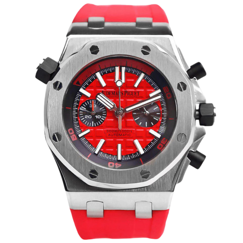 Audemars Piguet Offshore Super Clone Swiss watch with a 42mm case, featuring a dark dial and stainless steel bracelet.