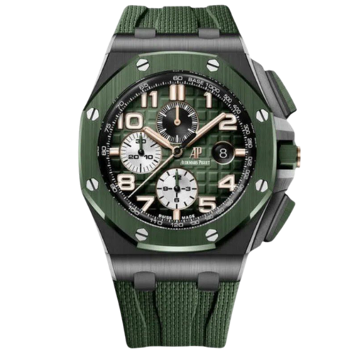 Audemars Piguet Offshore Super Clone Swiss watch with a 43mm case, featuring a dark wine-colored dial and stainless steel bracelet.