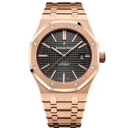 Audemars Piguet Royal Oak Super Clone Swiss watch with a 41mm stainless steel case and dark dial, showcasing the iconic design.