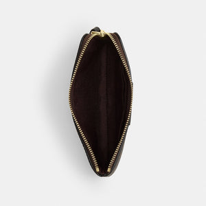 Corner Zip Wristlet In Signature Canvas With Stripe – Gold/Walnut/Black