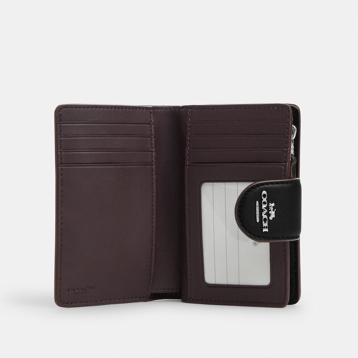 Medium Corner Zip Wallet With Signature Leather – Silver/Black