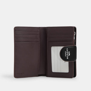 Medium Corner Zip Wallet With Signature Leather – Silver/Black