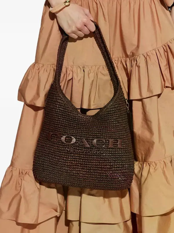 COACH BROOKLYN SHOULDER BAG 28 in brown straw