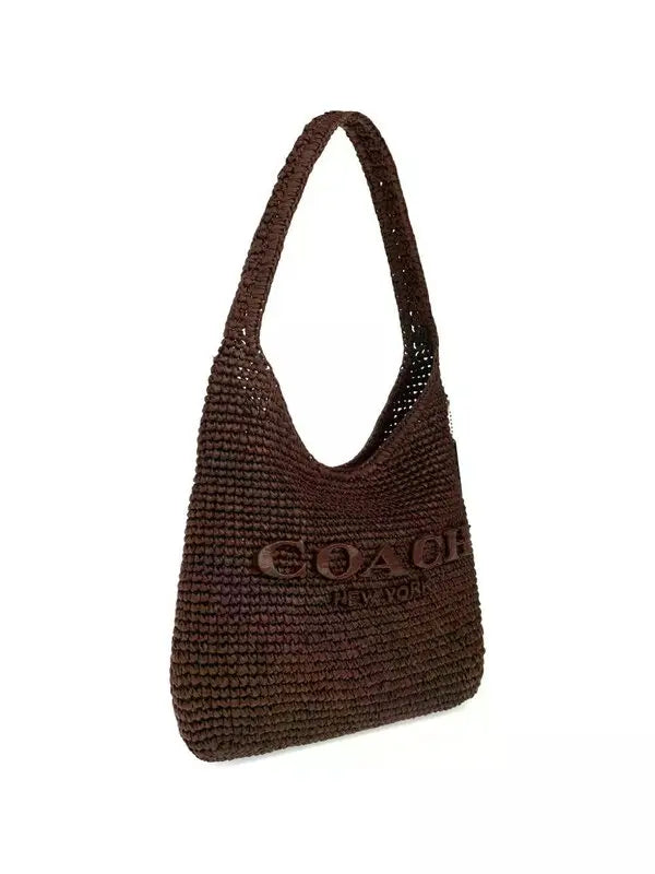 COACH BROOKLYN SHOULDER BAG 28 in brown straw