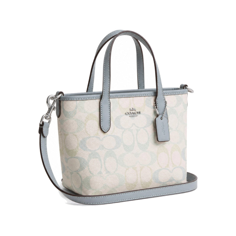Coach City Mini Tote Bag in Pastel Signature Canvas in Light Blue