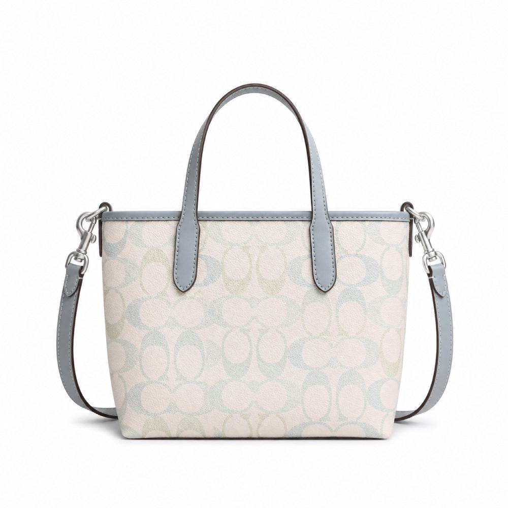 Coach City Mini Tote Bag in Pastel Signature Canvas in Light Blue