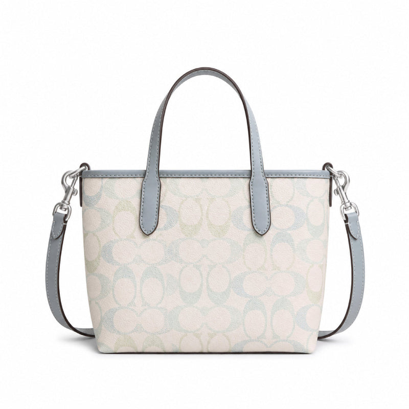 Coach City Mini Tote Bag in Pastel Signature Canvas in Light Blue
