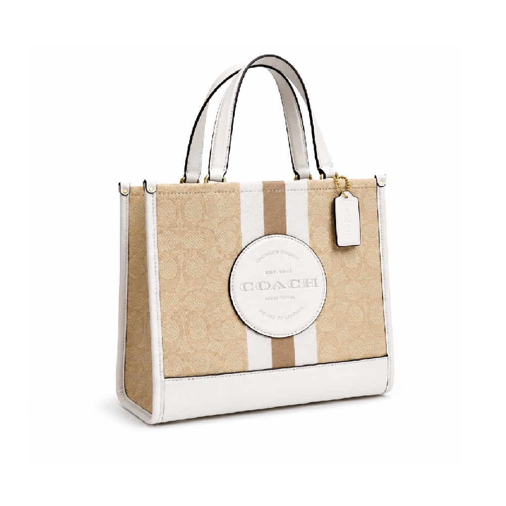 Coach Dempsey Tote 22 in Signature Canvas Light Khaki/Chalk