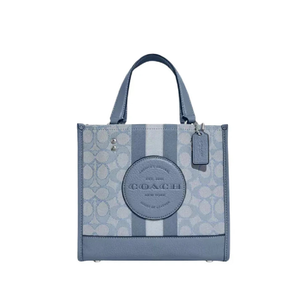 Coach Dempsey Tote 22 in Signature Canvas Light Blue