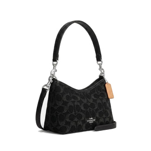 Coach Laurel Small Shoulder Bag in Black Signature Jacquard