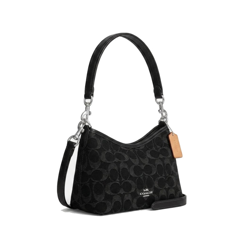 Coach Laurel Small Shoulder Bag in Black Signature Jacquard
