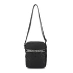 Armani Exchange Men's Nylon Messenger Crossbody Bag with Logo Tape Strap – Black