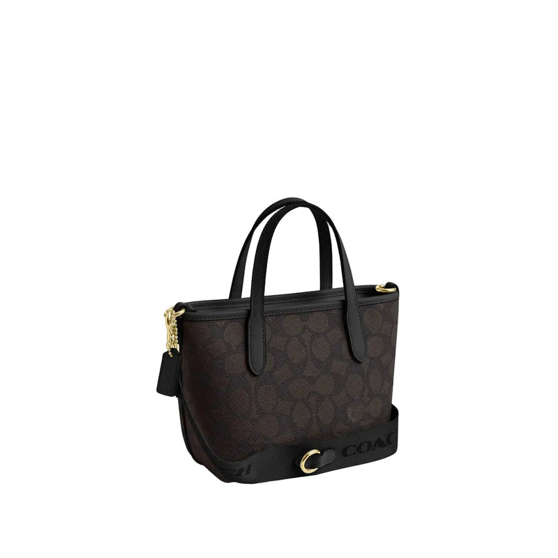 Coach City Mini Tote Bag In Signature Canvas brown gold