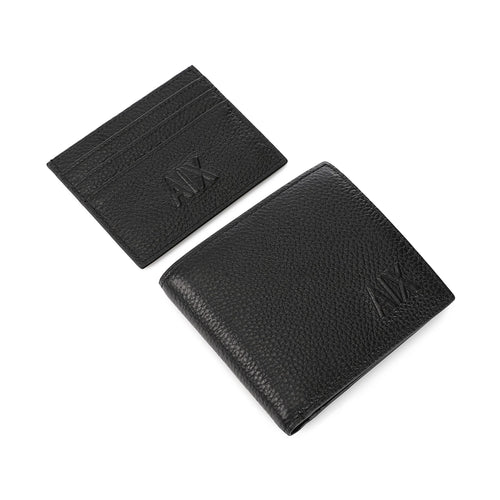 Armani Exchange wallet and card holder gift set in black