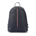 Tommy Hilfiger Men's Pebbled Leather Backpack with Signature Stripe Zip – Navy