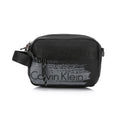 Calvin Klein Men's Nylon Camera Crossbody Bag with Grey Brush-Stroke Logo Print – Black/Grey