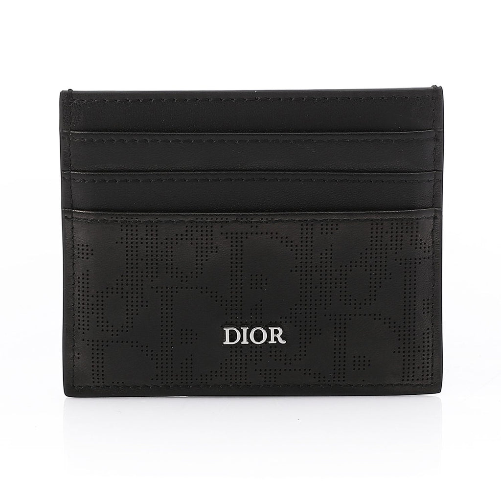 Dior Men's Card Holder in Perforated Dior Oblique Leather – Black