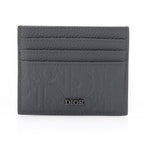 Dior Men's Card Holder in Dior Gravity Embossed Leather with Dior Plaque – Grey