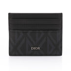 Dior Men's Card Holder in CD Diamond Canvas with Smooth Leather – Black/Charcoal